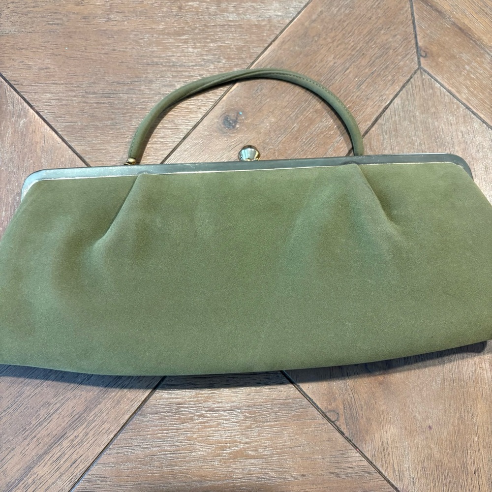 Andé Vintage Handbag Women’s Small Olive Green Evening Clutch Purse Formal - Picture 3 of 10